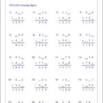 Find The Missing Digits Three Digit Addition Subtraction Worksheets