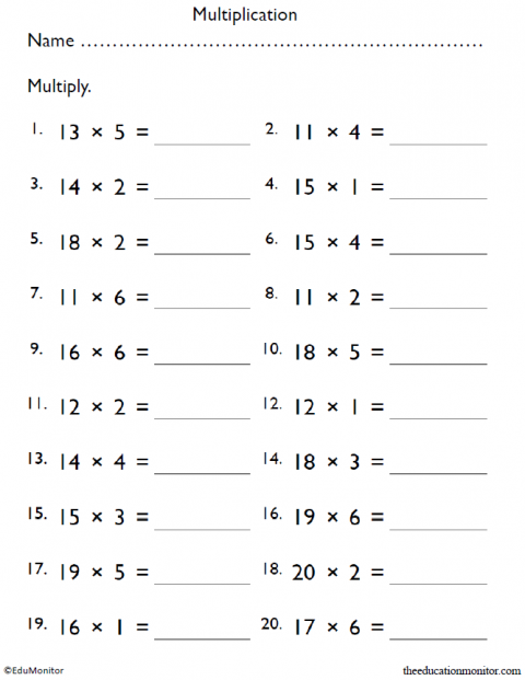 Fourth Grade Multiplication Worksheet EduMonitor