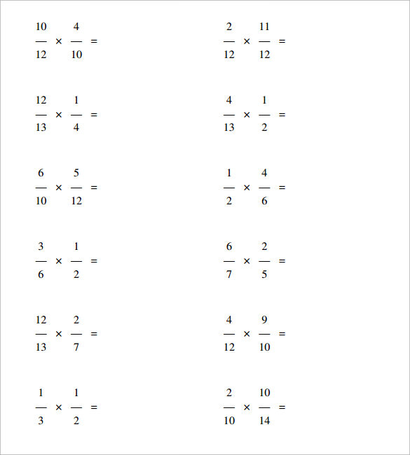 FREE 14 Sample Multiplying Fractions Worksheet Templates In PDF MS Word