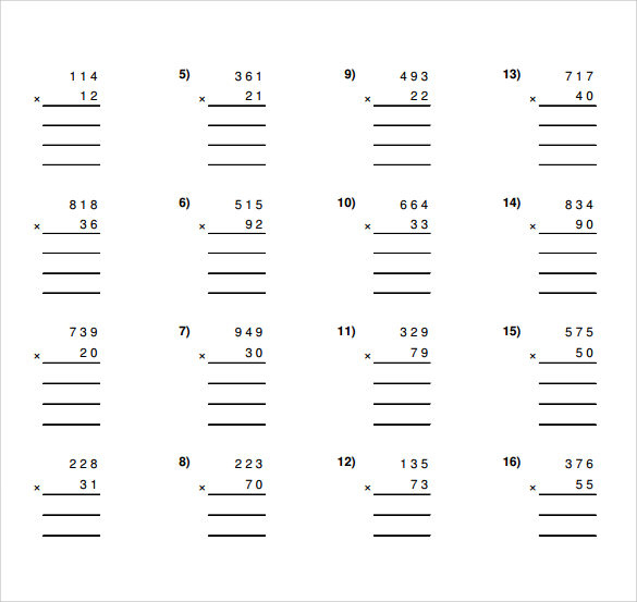 FREE 9 Sample Long Multiplication Worksheet Templates In PDF
