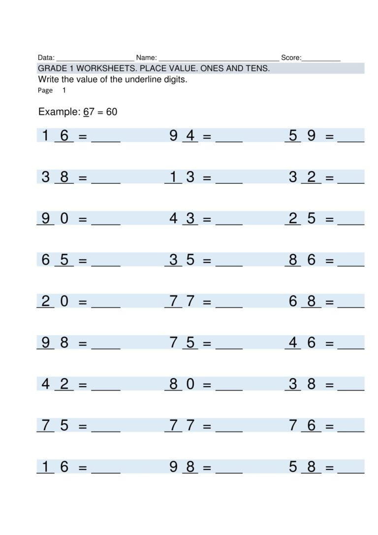 Free Blank Multiplication Worksheets For Grade 1 Template 