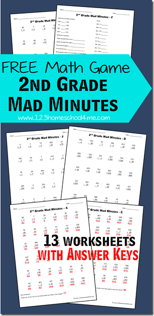 Free Math Games 2nd Grade Mad Minutes Free Homeschool Deals