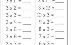 Free Multiplication Math Worksheet Multiply By 3s Free4Classrooms
