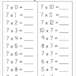 Free Multiplication Math Worksheet Multiply By 7s Free4Classrooms