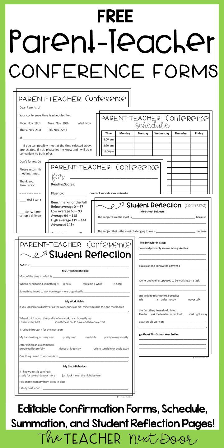 Free Parent Teacher Conferences Packet For 3rd 6th Grade Print And 