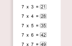 Free Printable Multiplication Table Chart 7 Times Table 7