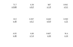 Free Printable Multiplying Decimals Worksheets