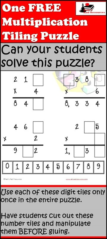 Free Tiling Puzzle For Multiplication Classroom Freebies