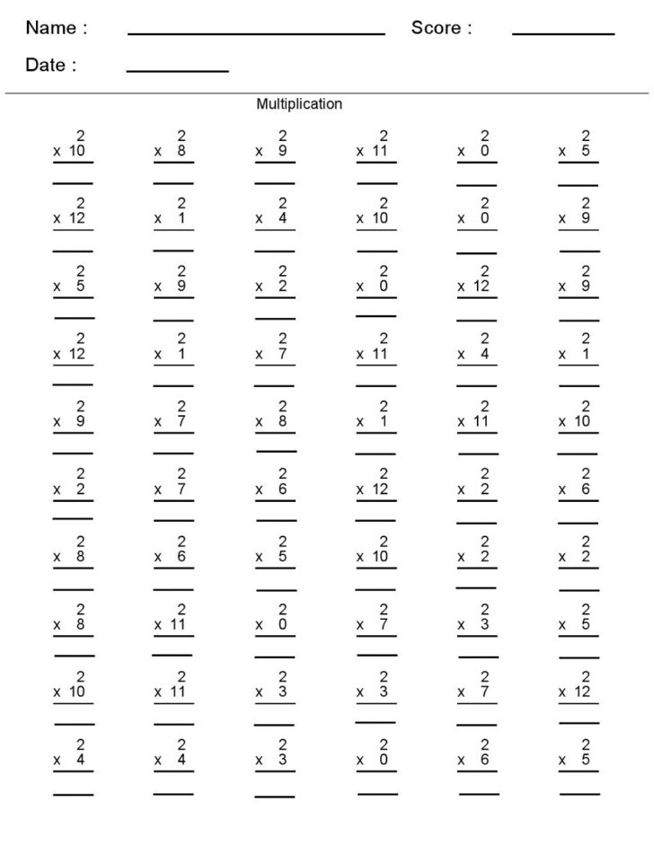 Free Multiplication Worksheets Printable 6s