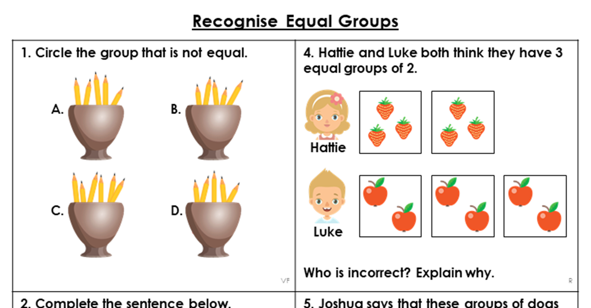 Free Year 2 Recognise Equal Groups Lesson Classroom Secrets 