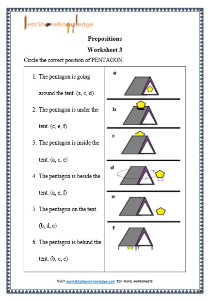 Grade 1 Grammar Prepositions Printable Worksheets Lets Share Knowledge