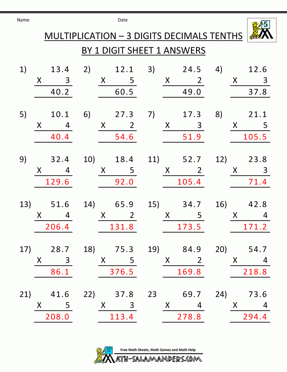 Grade 5 Multiplication Worksheets Free Printable Multiplication 