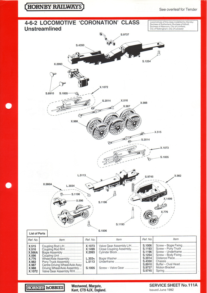 Hornby Railways Collector Guide Service Sheet 111A