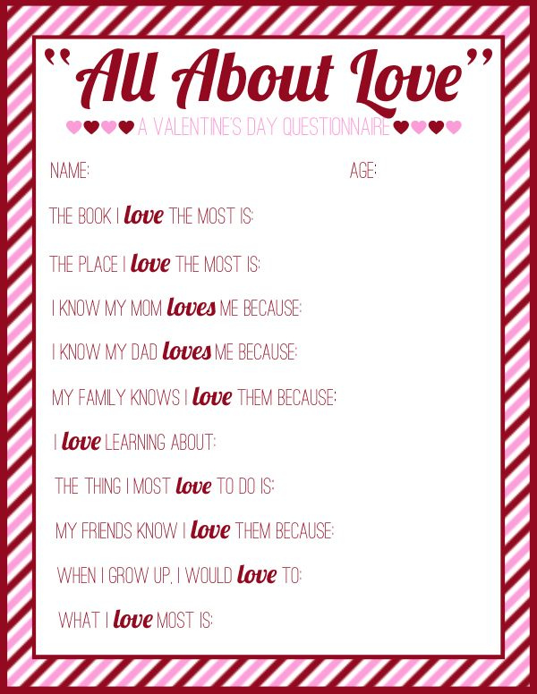 Just Peachy Designs Valentine s Day Questionnaire Preschool 