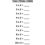 Kids Page 2 Times Multiplication Table Worksheet