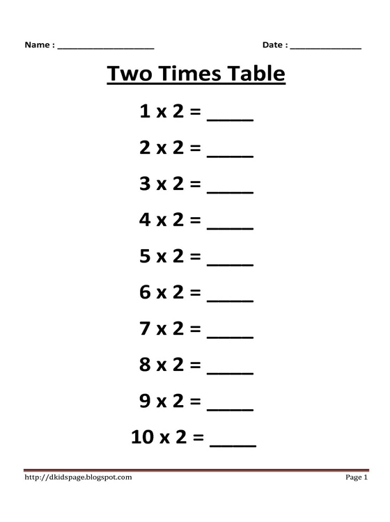 2 Multiplication Worksheets