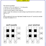 Math Squares Puzzle Worksheet Maker Edu Games