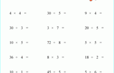 Mixed Multiplication And Division Facts Printable Grade 2 Math Worksheet
