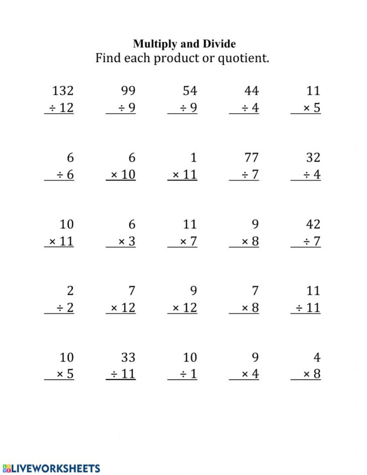 Mixed Multiplication And Division Facts Worksheet | Multiplication ...