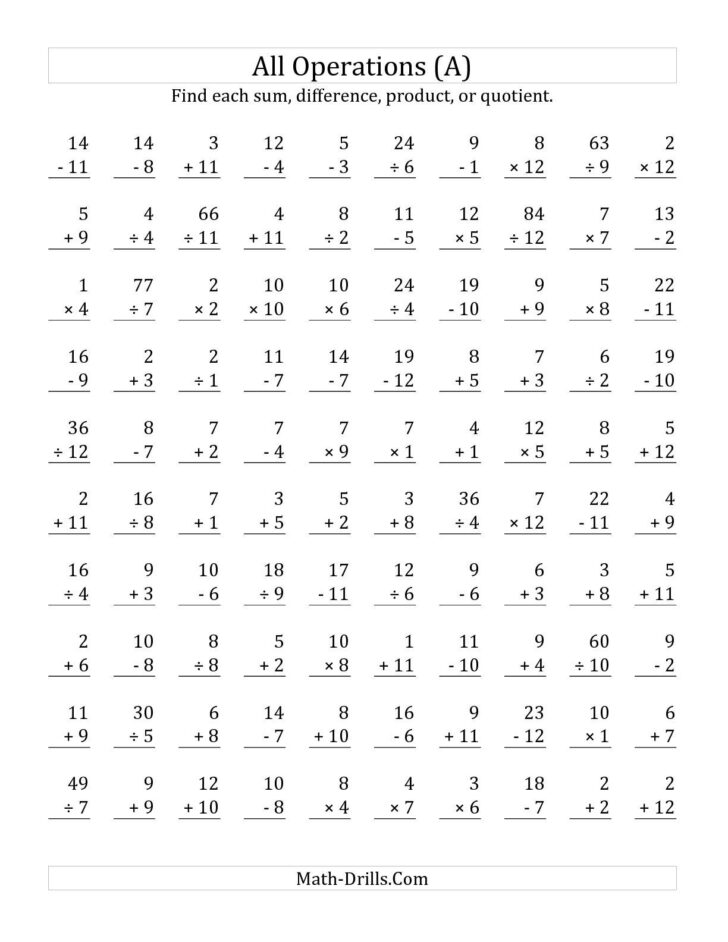 Mixed Multiplication Worksheet