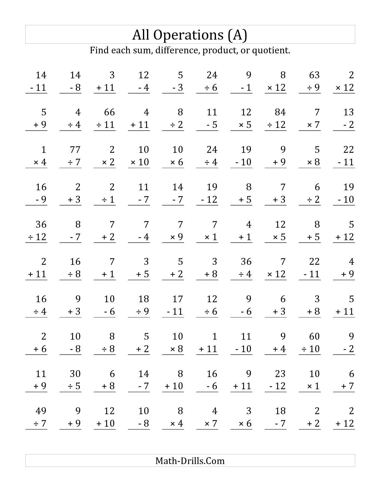 Mixed Multiplication Sheets Times Tables Worksheets