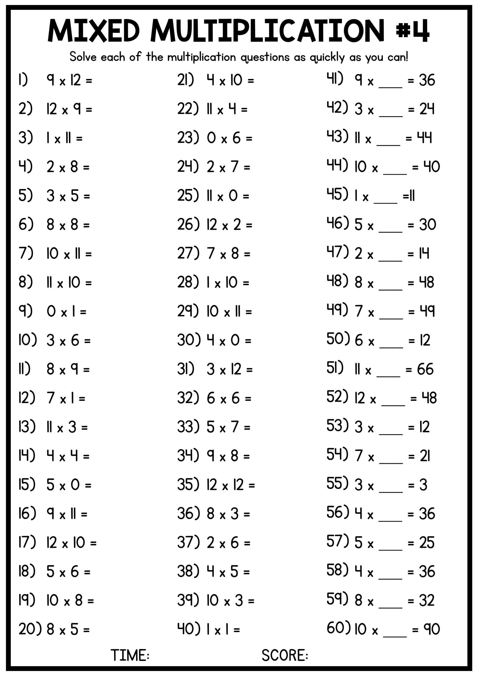 Multiplication Times Tables Worksheets Multiplication Worksheets