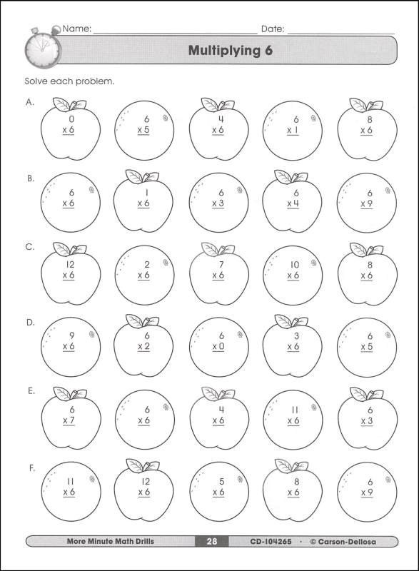 More Minute Math Drills Multiplication Division Carson Dellosa 