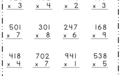 Multiplication 3 Digit By 1 Digit Worksheet School