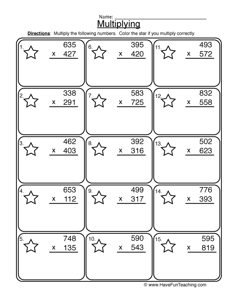 Multiplication Worksheets 3 Digit | Multiplication Worksheets