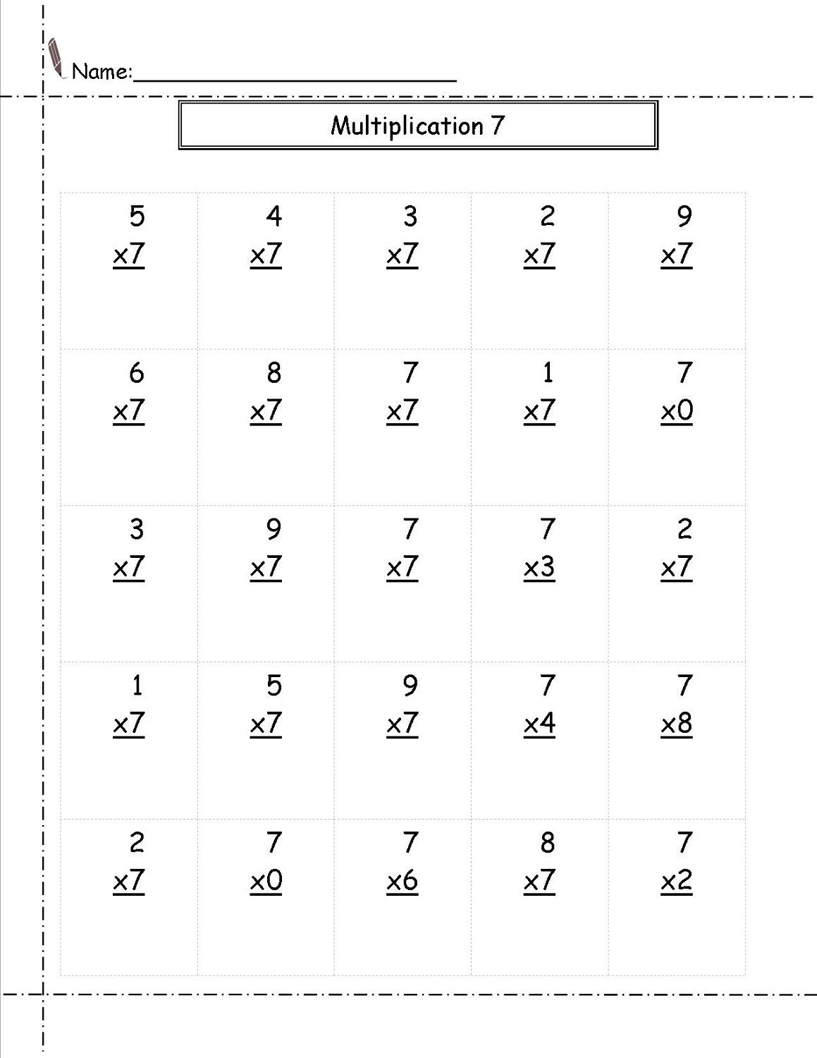 Multiplication 7 Printable Printable Multiplication Worksheets