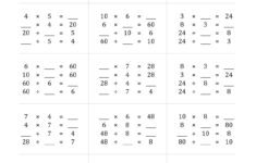 Multiplication And Division Fact Families Worksheets 3rd Grade Times