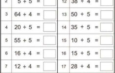Multiplication And Division Math Worksheet School