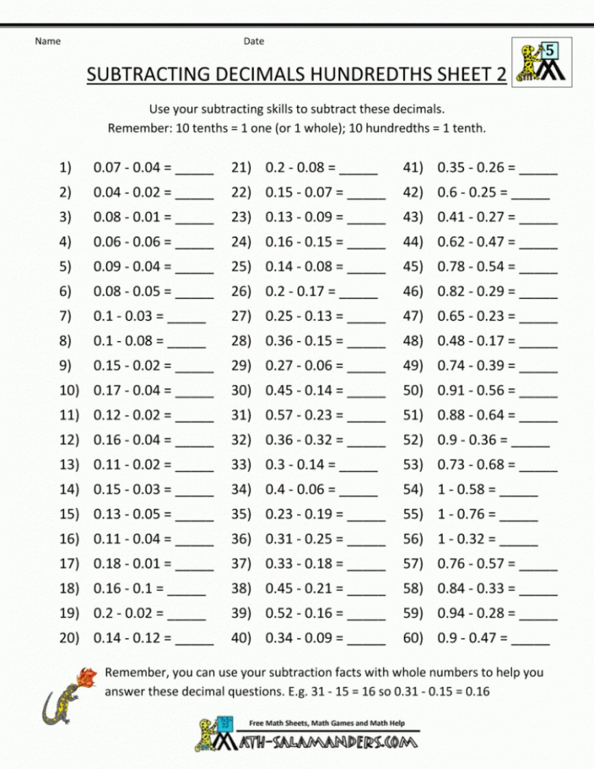 Multiplication And Division Of Decimals Worksheets Grade 5 Times 