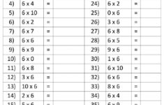Multiplication Drill X6 Worksheet