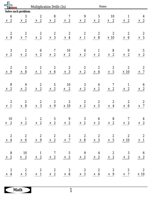 Multiplication By 2s Worksheet Multiplication Worksheets