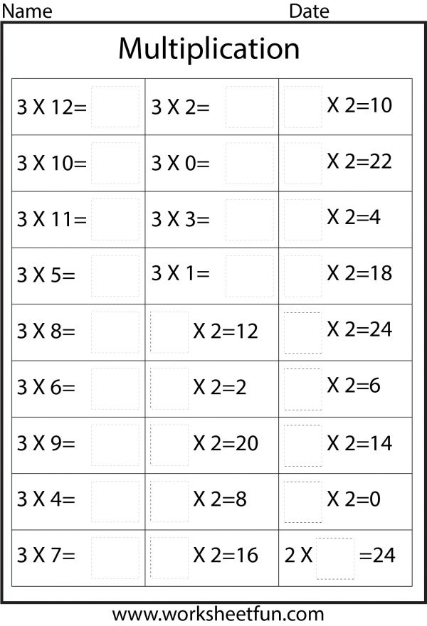 Multiplication Facts 2 3 4 5 6 7 8 9 12 Nine Worksheets FREE 