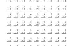 Multiplication Facts To 81 Including Zeros H Math Fact Worksheets