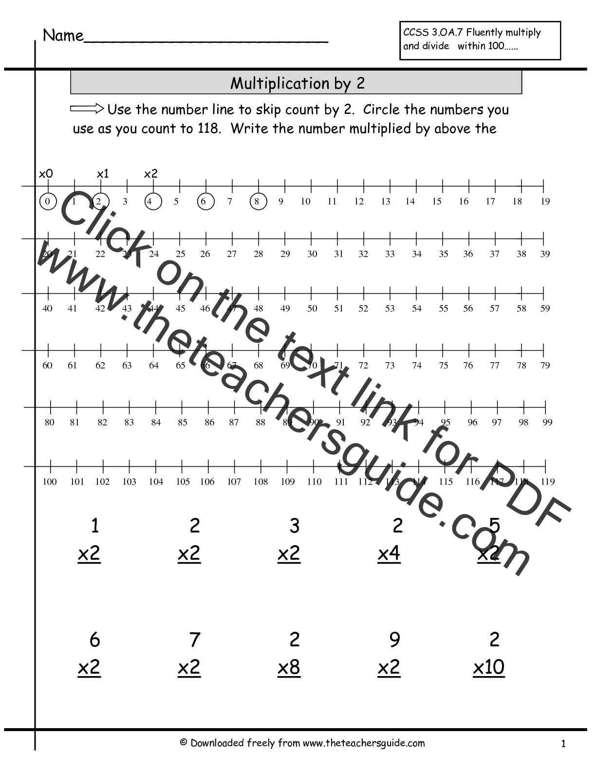 Number Line Multiplication Worksheet Multiplication Worksheets