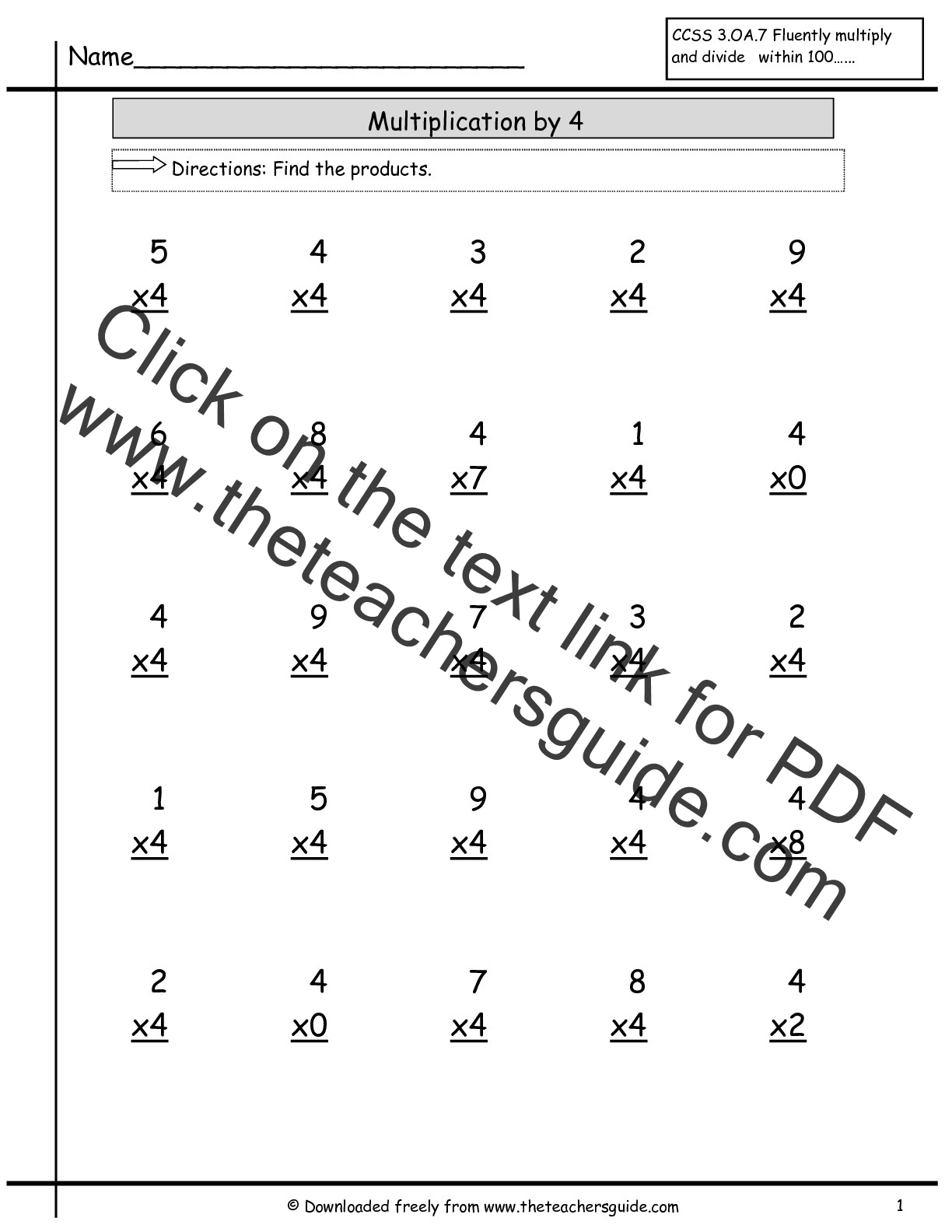 Free Multiplication Facts Worksheets 5th Grade