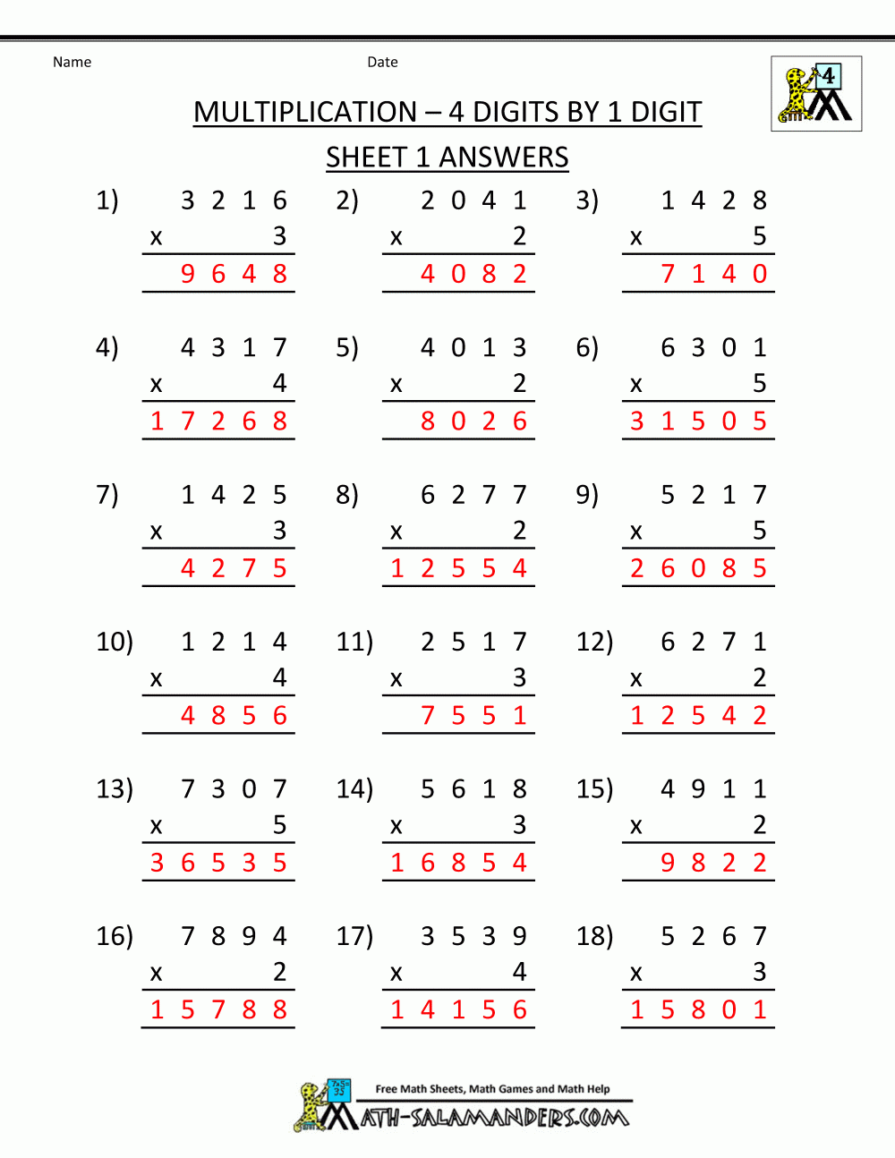 Multiplication Review Worksheets Grade 4 Times Tables Worksheets