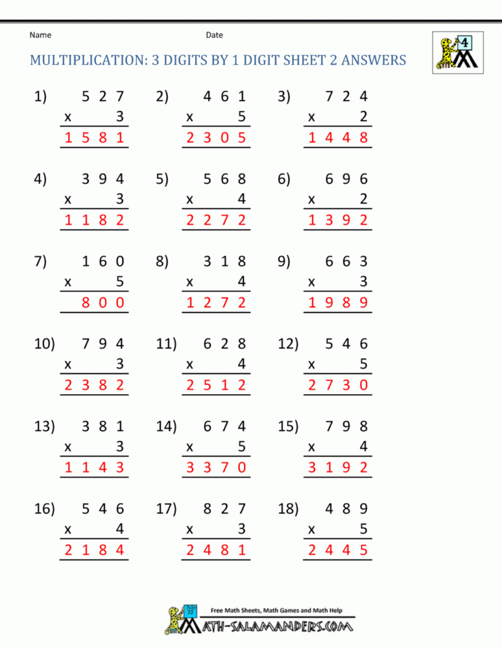 Multiplication Worksheets With Answers