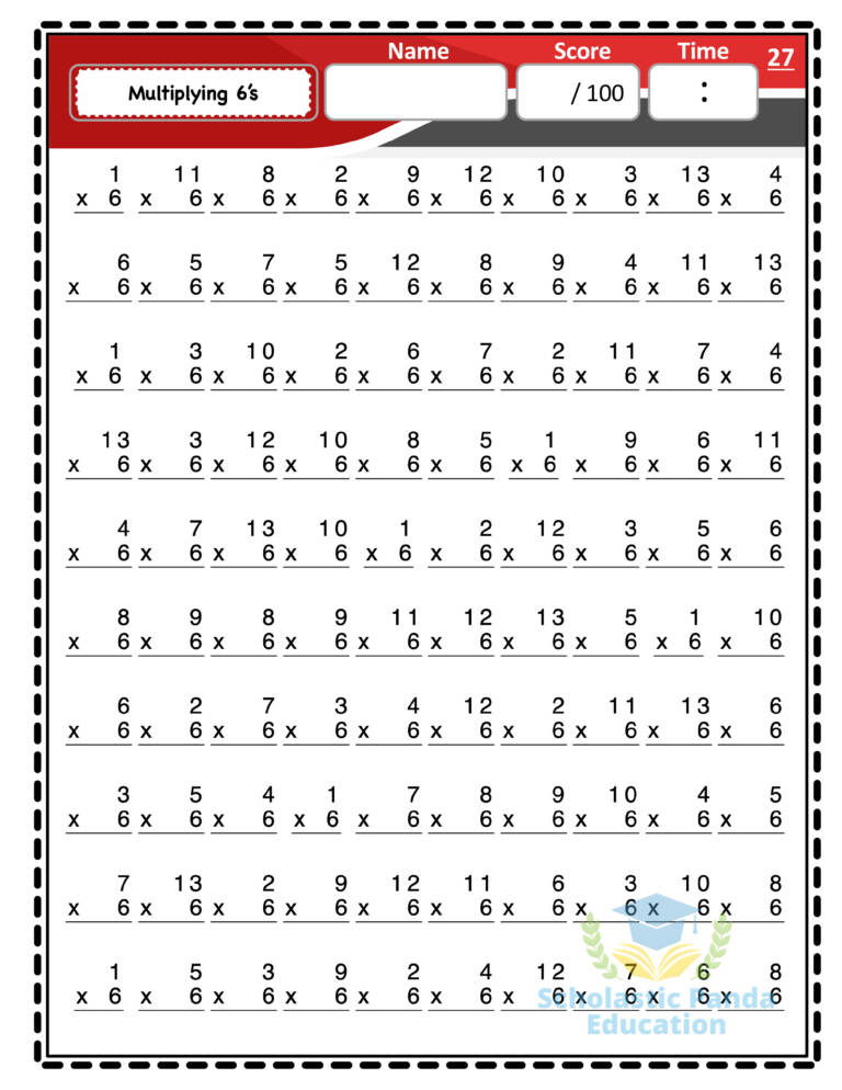 Multiplication Speed Drills 100 Daily Timed Math Speed Tests 