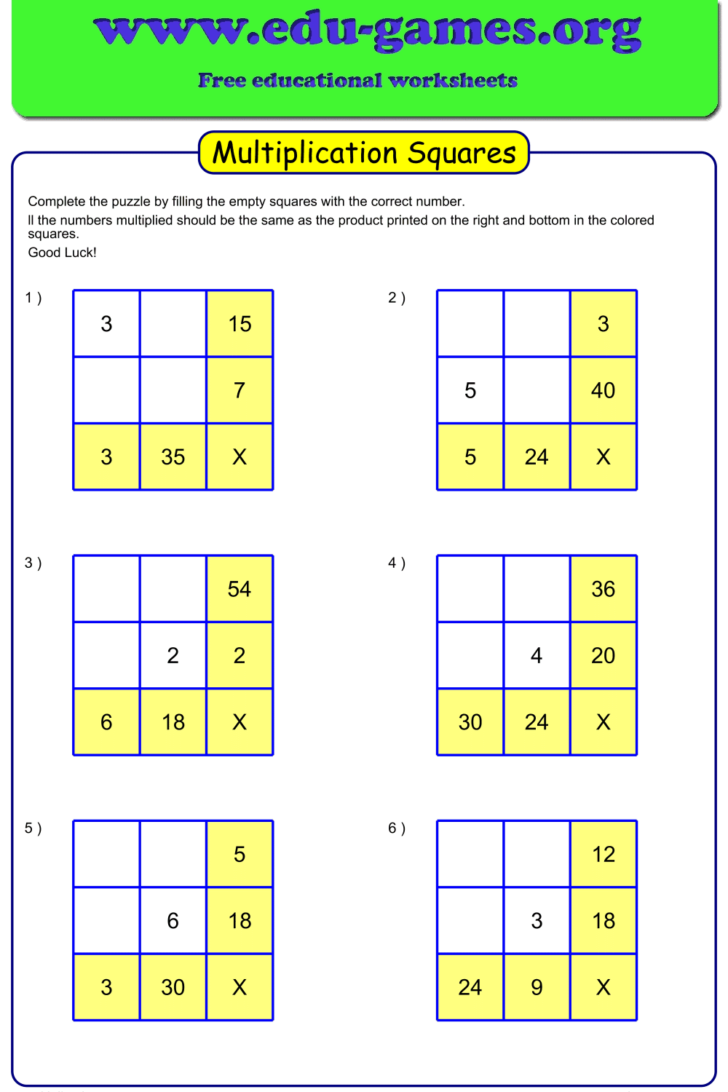 Practice Multiplication Facts Online Game