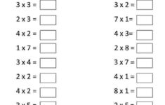 Multiplication Sum Fill In The Blanks Class 1 Maths Worksheet