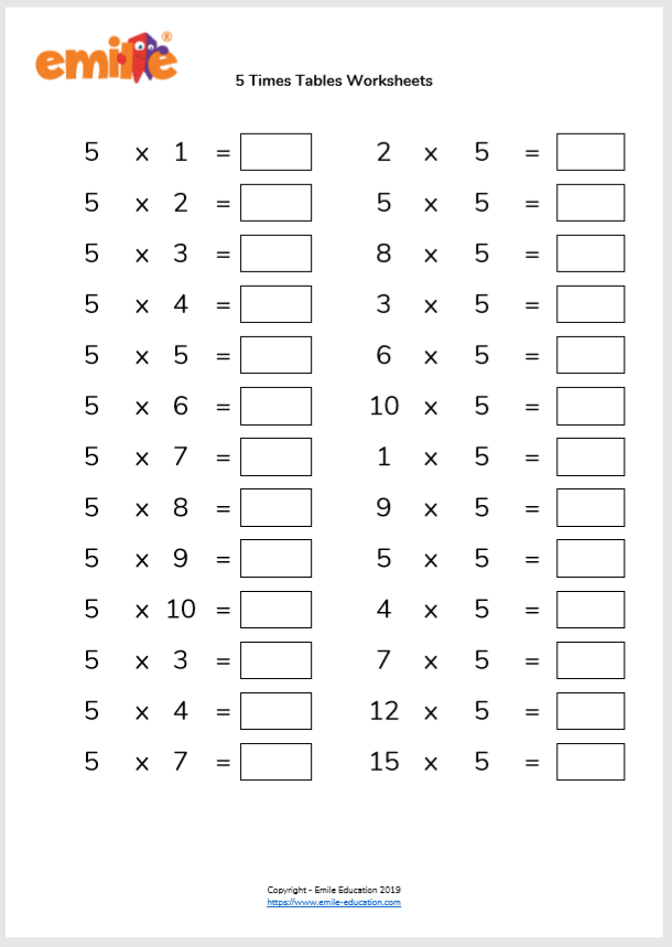 Multiplication Tables Check MTC Worksheets