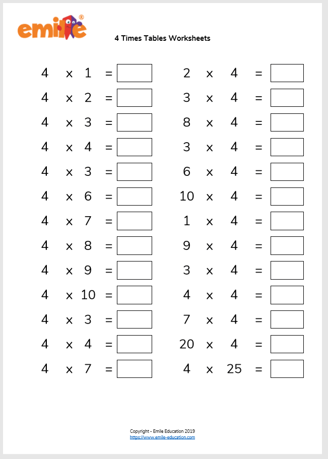 Multiplication Tables Check MTC Worksheets