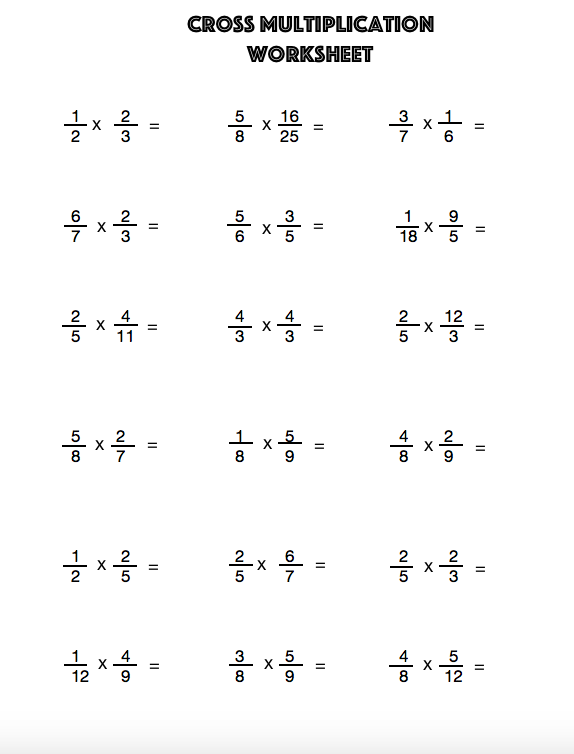 Multiplication Times Tables And Cross Multiplying Fractions Free 