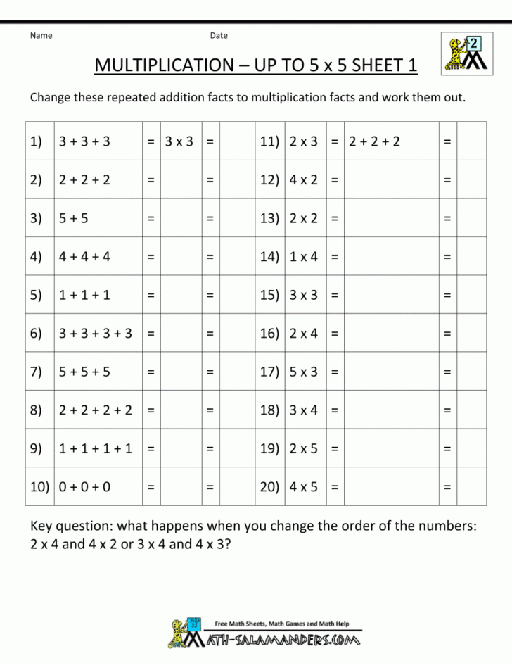 2nd Multiplication Worksheets