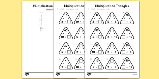 Multiplication Triangle Worksheet