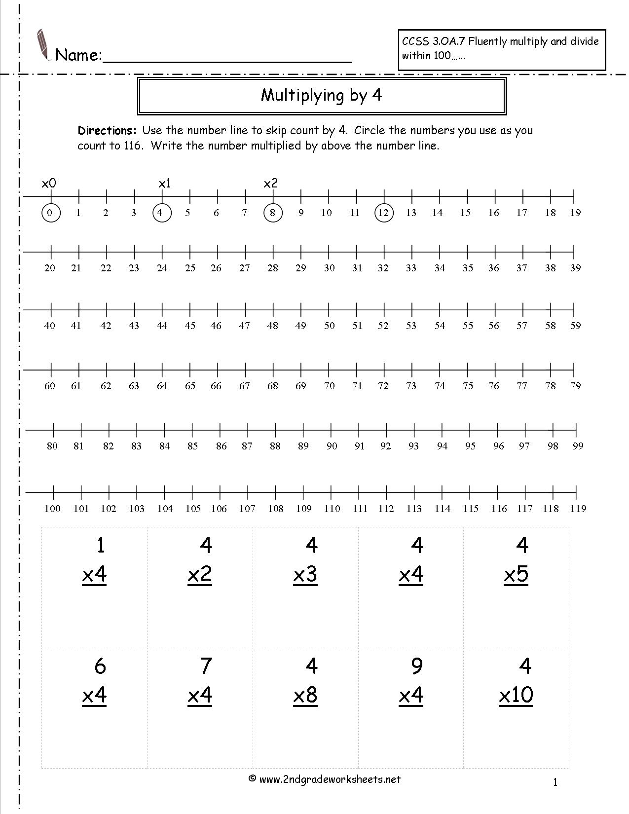 Number Line Multiplication Worksheet Grade 2 Multiplication Worksheets